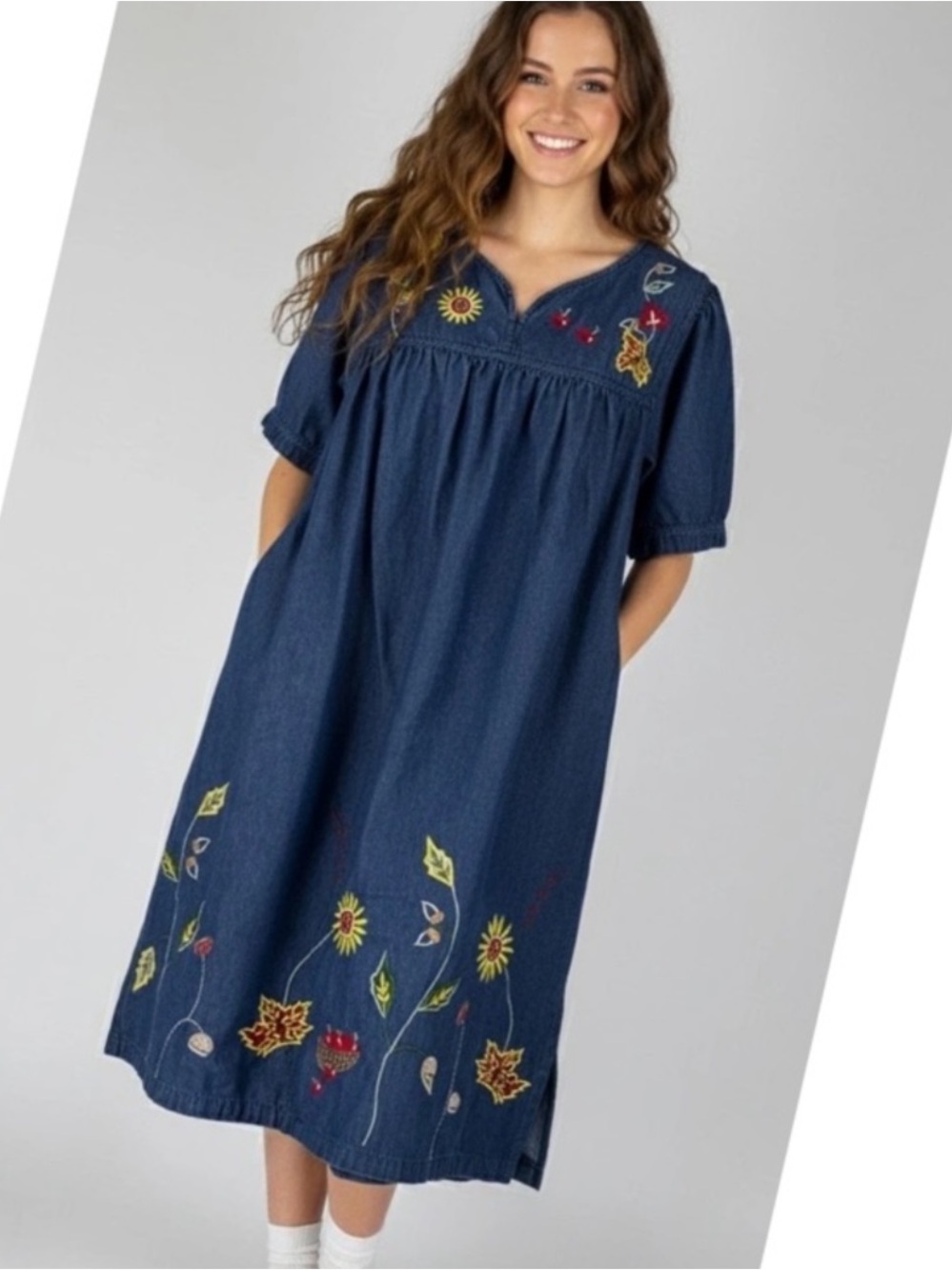 National Pink Floral Dress with White Print